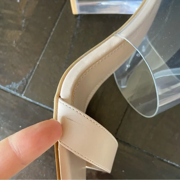 BP Naomi Clear Translucent Nude Block Heel Sandals Heels Party Size 10M - Picture 11 of 11